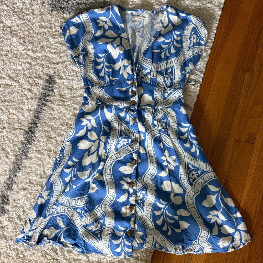 Marine Layer Blue and Cream Camila mini dress